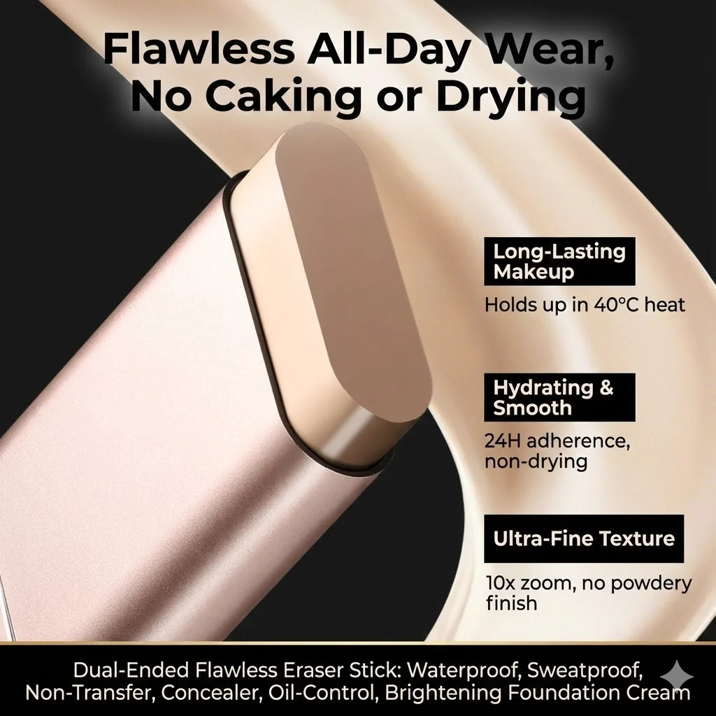 عصا كريم أساس مائي من LIFE GIRLS 2 في 1 مع فرشاة | توهج ديوي قابل للبناء | مكياج بشرة زجاجية كورية | صديق يدوم طويلاً والسفر #4