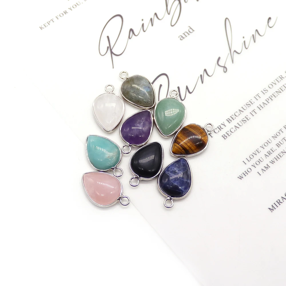 

Natural Stone Charms 14*22mm Water Drop Shaped Lapis Lazuli Amethysts Natural Stone Pendant 2pcs for Necklace Earring Making