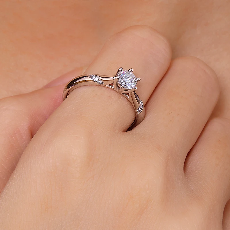 

Psychic Happiness 0.5ct lab-grown diamond ring, S925 sterling silver base, wedding and engagement ring, anniversary gift for you