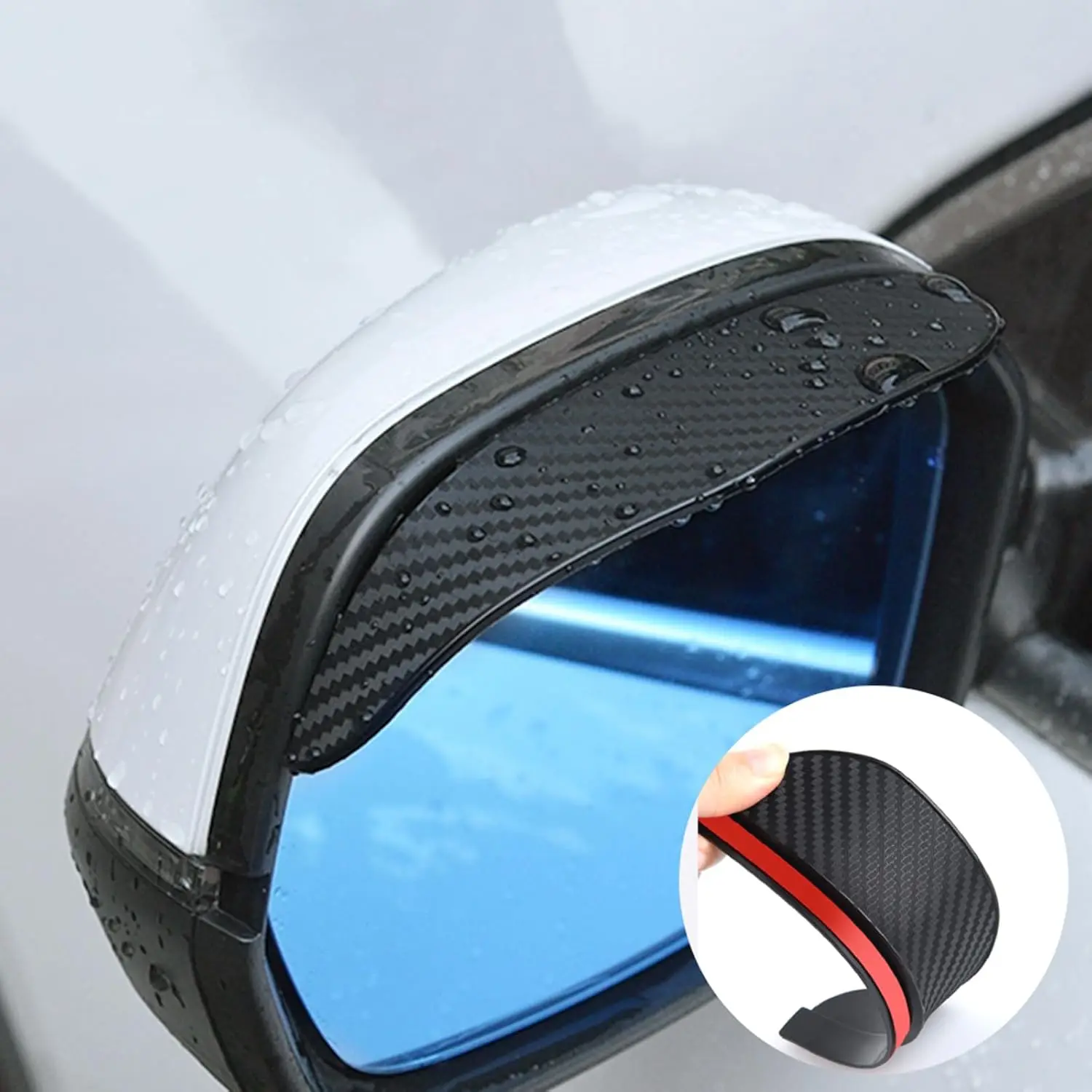 

Yuanjoy 2 Pcs Universal Car Rear View Mirror Rain Cover, Carbon Fibre Side Mirror Rain Cover, Car Accessories