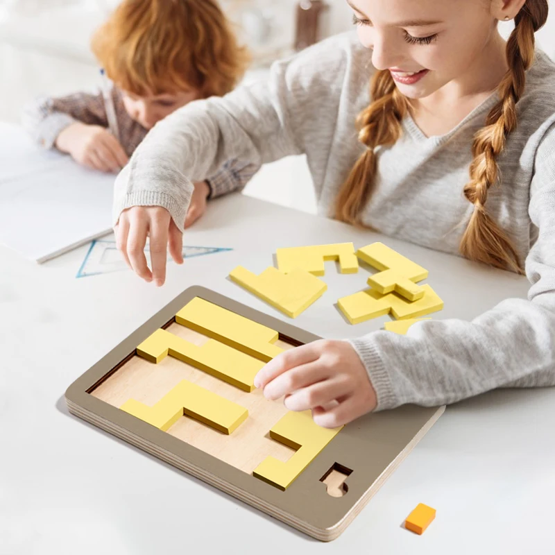 

Wooden Geometric Puzzles Challenge Impossible Brain Burning Decompression IQ Mind Brain Teaser Jigsaw Puzzle for Adults Kids