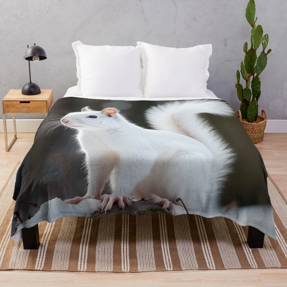 

White Squirrel 01 Throw Blanket Luxurious Soft Blanket Holiday Gift for Family