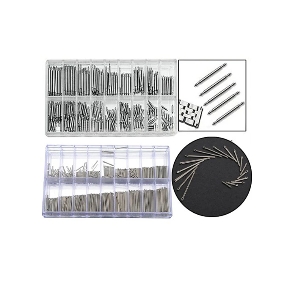 

360pcs Stainless Steel Spring Bars Double Flange Watch Cotter Pins Thick Size Silver Repair Tools Metal Strap