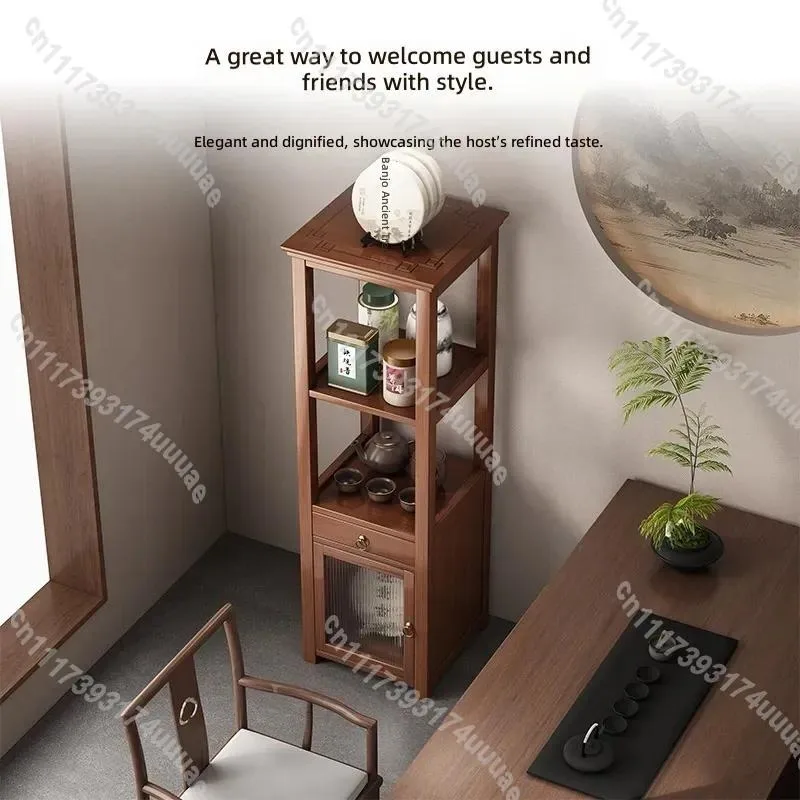 New Chinese Style Display Cabinet Multi Layer Tea Rack Retro Bogu Shelf for Living Room Balcony Tea Room Storage Organizer