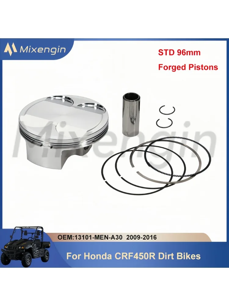 Dla 2009-2016 Honda CRF450R CRF 450 R 96mm 12.5:1 13101-MEN-A30 Części do silników motocyklowych Wysokiej jakości kuty zestaw do odbudowy tłoka — zdjęcie 2