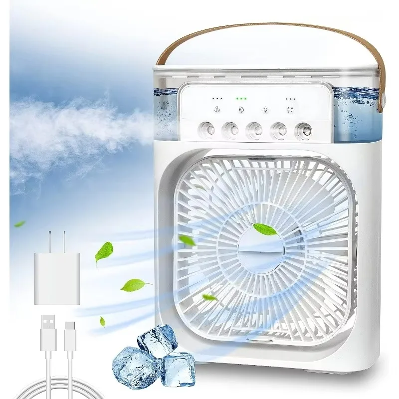 Hot Sale Five Hole Spray Fan USB Portable Air Conditioner Fan Mini Evaporative Air Cooler 3 Wind Speeds and 3 Spray Modes
