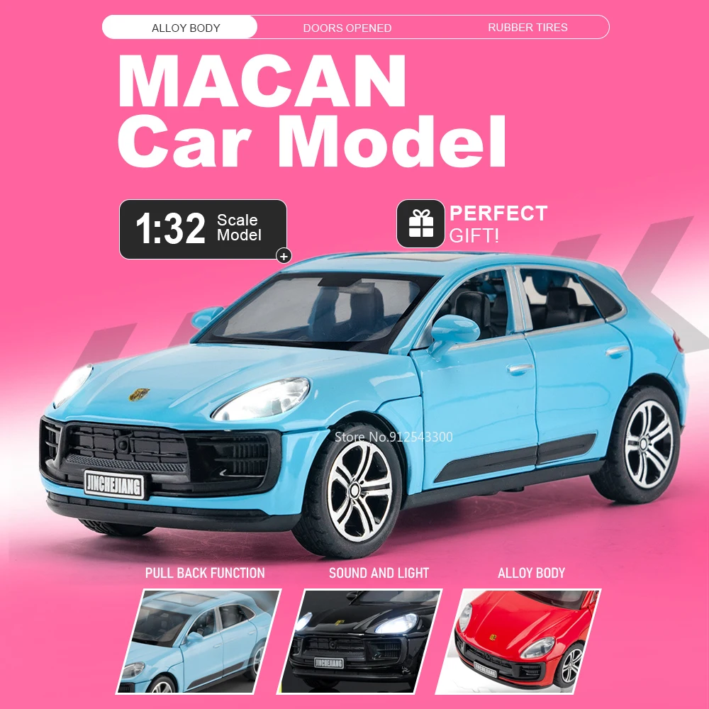 

1:32 Scale Macan Panamera Car Model Toy Doors Opened Pull Back Models Sound Light Alloy Diecsat Vehicle for Enthusiasts Presents