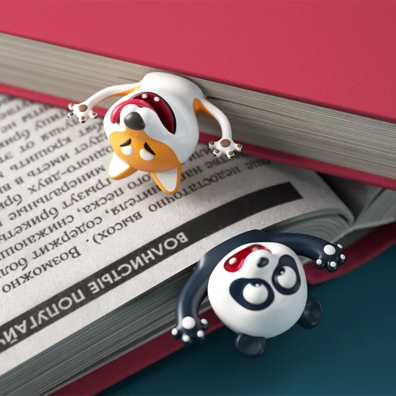 Creative 3D Stereo Bookmark Cute Cartoon Animal Marker Kawaii Cat Panda Bookmark Of Pages Kids Gifts School Stationery Supplies