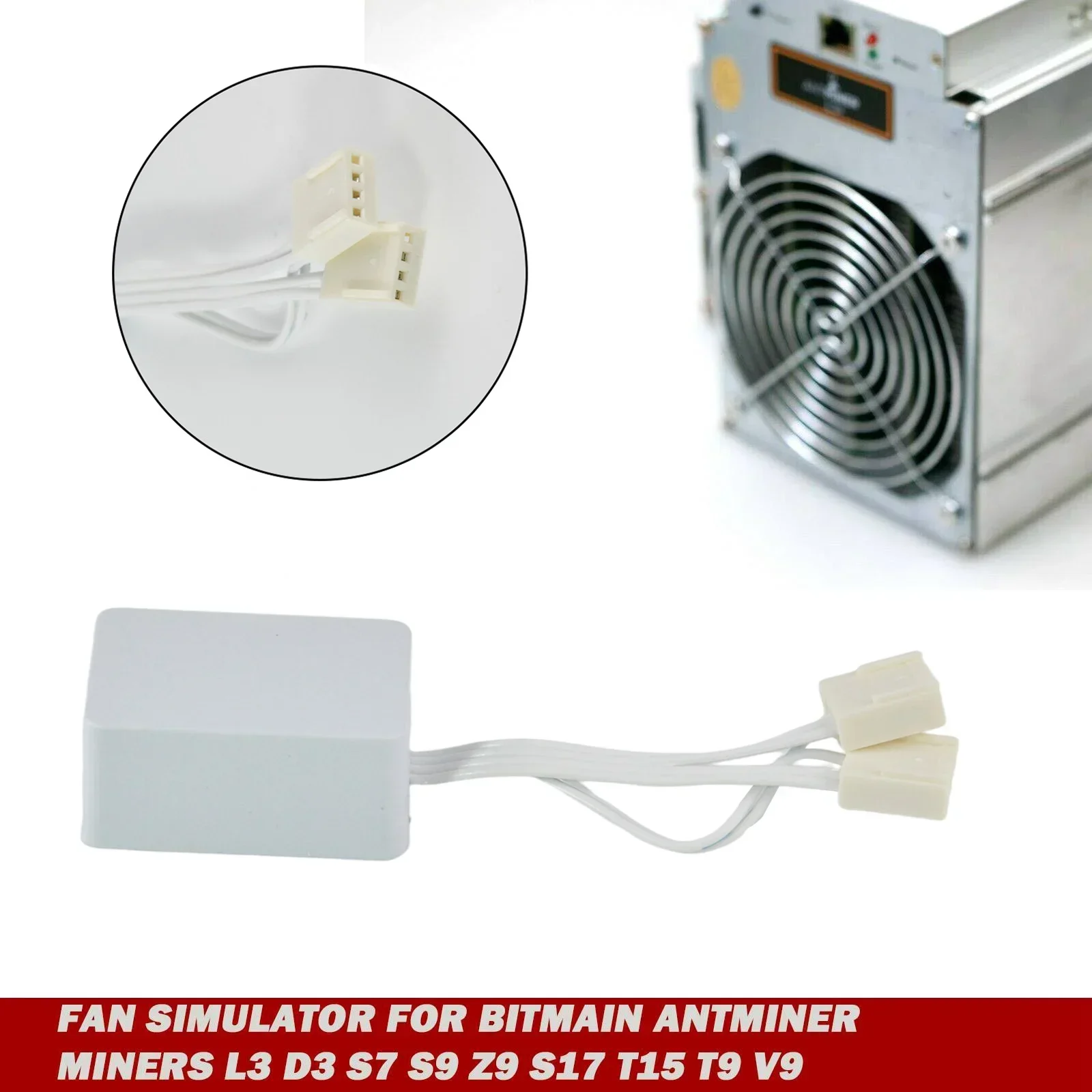 Fan Simulator for Bitmain Antminer Miners L3 D3 S7 Z9 S17 T15 T9 V9 Silencer Wire Automatic Speed Regulation White