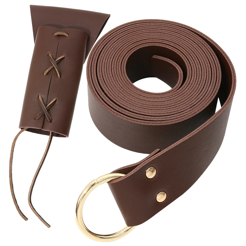 Medieval Retro Belt Sword Halloween Cosplay Party Dress Up Props 2pcs Pu Holder Pirate