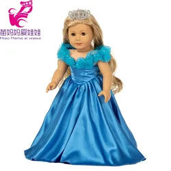 18 Inch Dolls Pink Wedding Dress with Crown for 43cm Baby Doll Dress for 18