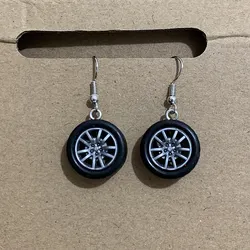 Creative Car Black Wheels Car Culture Earrings Personalized Accessories Jewelry Novelty Earrings for Women Gifts for Car Lovers