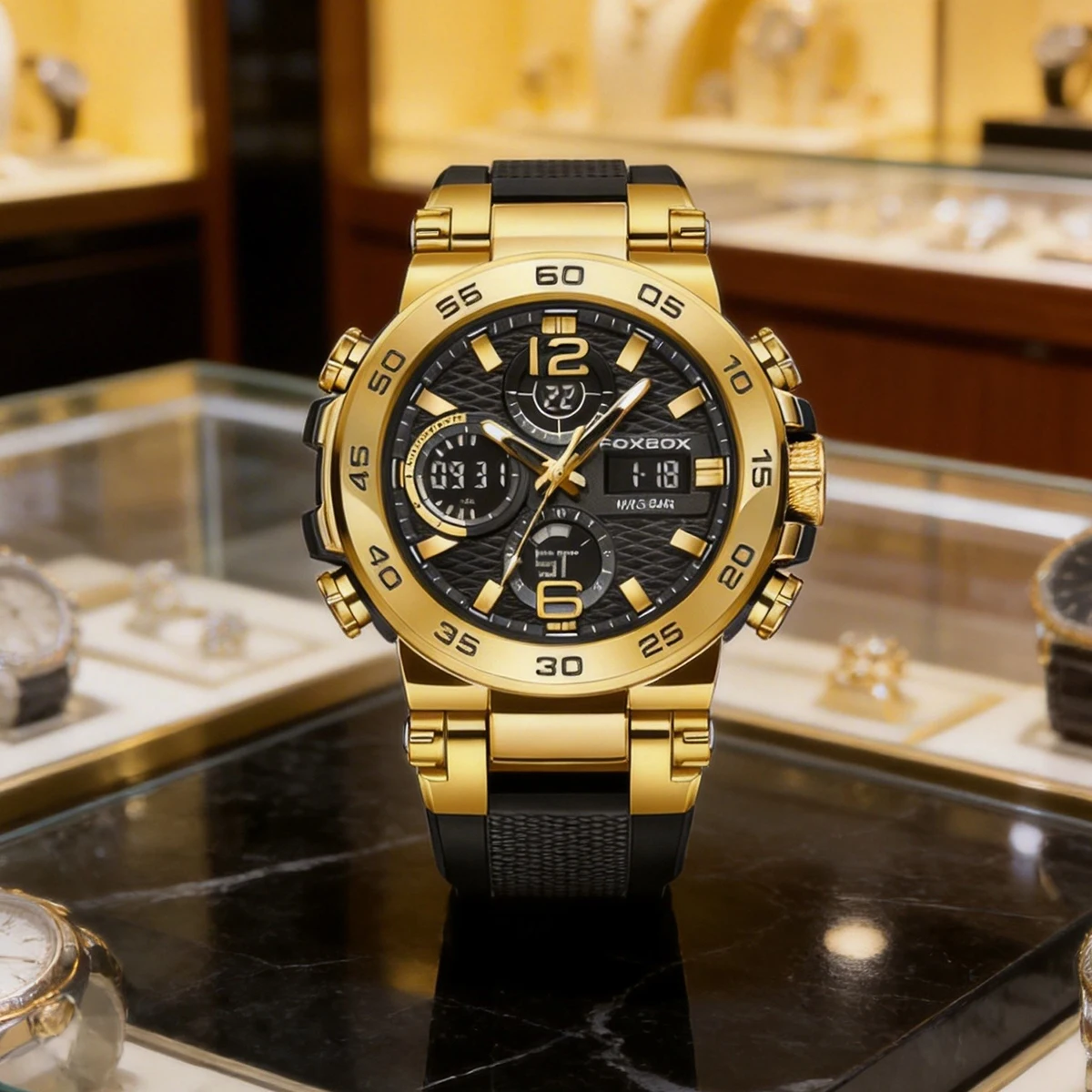 

Мужские наручные часы FOXBOX для активного отдыха, водонепроницаемые, с LED-дисплеем, аналогово-цифровые, многофункциональные, с большим циферблатом, электронные, в стиле G, для мужчин.