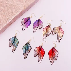 Minar Fantasy Clear Gradient Color Resin Wings Drop Earrings for Women Wholesale Copper Rhinestone Butterfly Pendant Earring