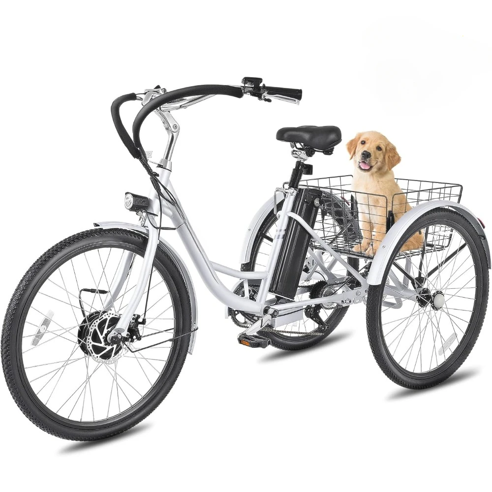 

Electric Tricycle for Adults,with Basket, 36V Removable Battery, 250W Brushless Motor, 3 Wheel Electric Bicycle Adults