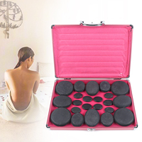20-Piece Basalt Massage Stone Set with Heating Box, Multiple Sizes for Full-Body Hot Stone Therapy, Ideal for Pain Relief and Re
