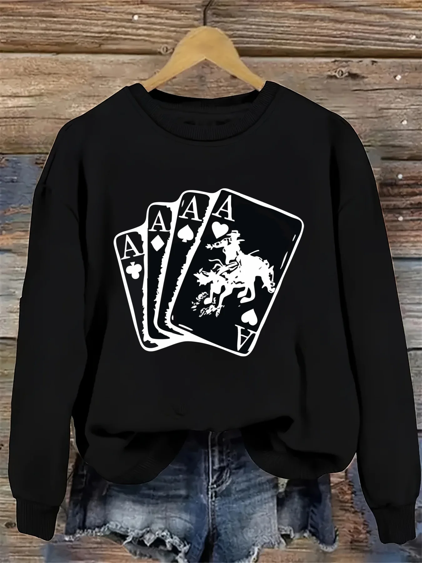 

Ace Spades Graphic Printing Autumn and Winter Pure Cotton Men's and Women's Sweatshirts Outdoor Sports Leisure Fashion Trend