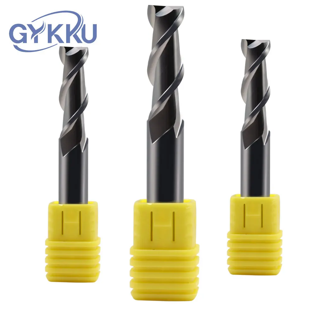 GYKKU HRC55 Alloy Keyseat Cutter For Aluminum Keyway Milling Cutter Tungsten Steel Carbide End Mill 2 Flute Cnc Machine Tools