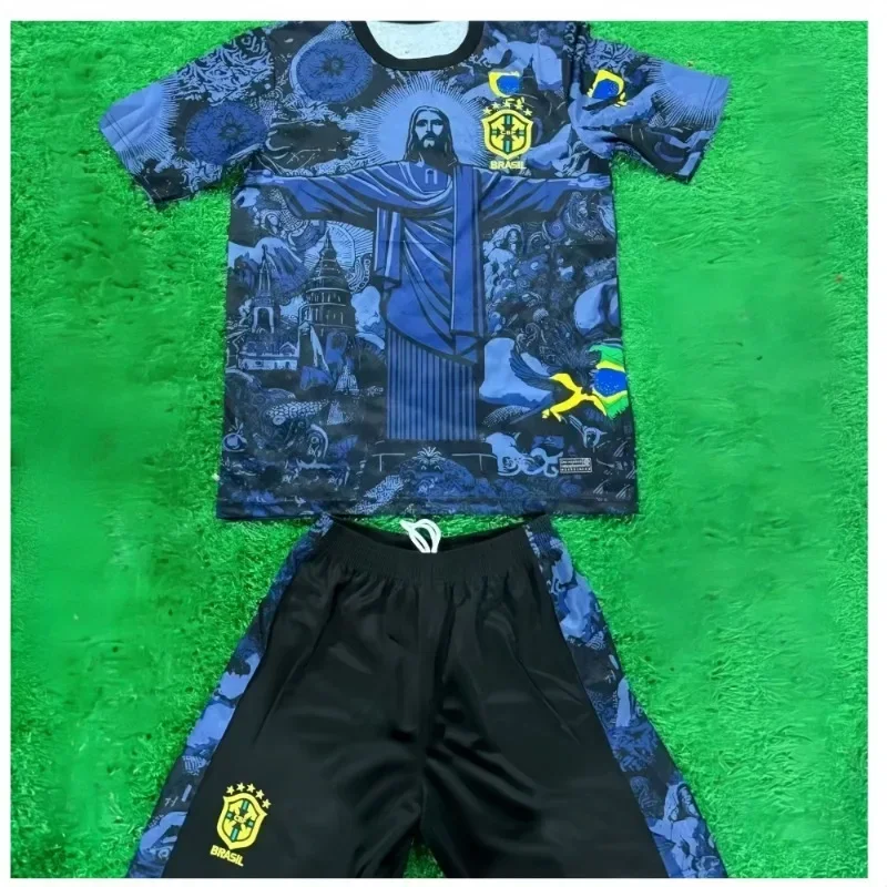 24/25 Latest Explosive Sports Football Jersey Brazil Special Edition Training Jersey Summer Adult Men's Crew Neck Set Quick Dry