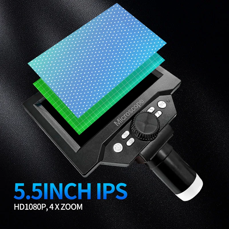 5. 5-calowy mikroskop cyfrowy LCD 50X -1000X powiฤkszenie z 8 ajustalnymi lampkami LED, mikroskop USB do okien/macosรณw