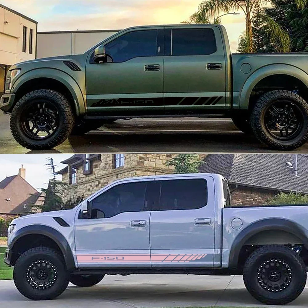 フォードf150ラプターxtlラリアットトラック用ピックアップドアサイドストライプステッカー、マウンテンデカールビニールカバー、自動車アクセサリー