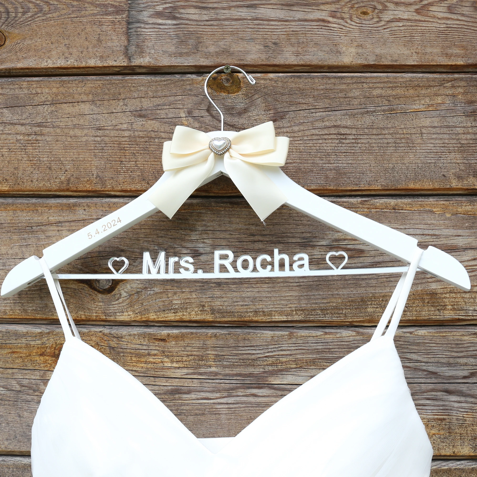 Personalization Wedding Hanger,Bridal Shower Gift,Mr Mrs Sir and Madam Anniversary, Graduation Ceremony,Bow