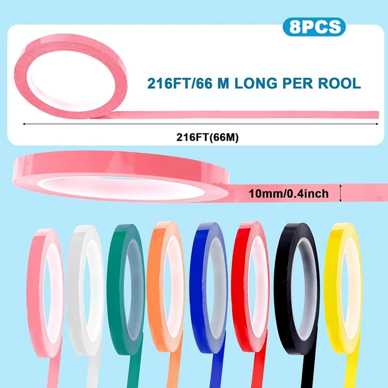 8 Rolls Colors Autoclave Tape 216 Ft/L X 0.4 In/W Instruments Identification Tape Autoclavable 270 Fahrenheit