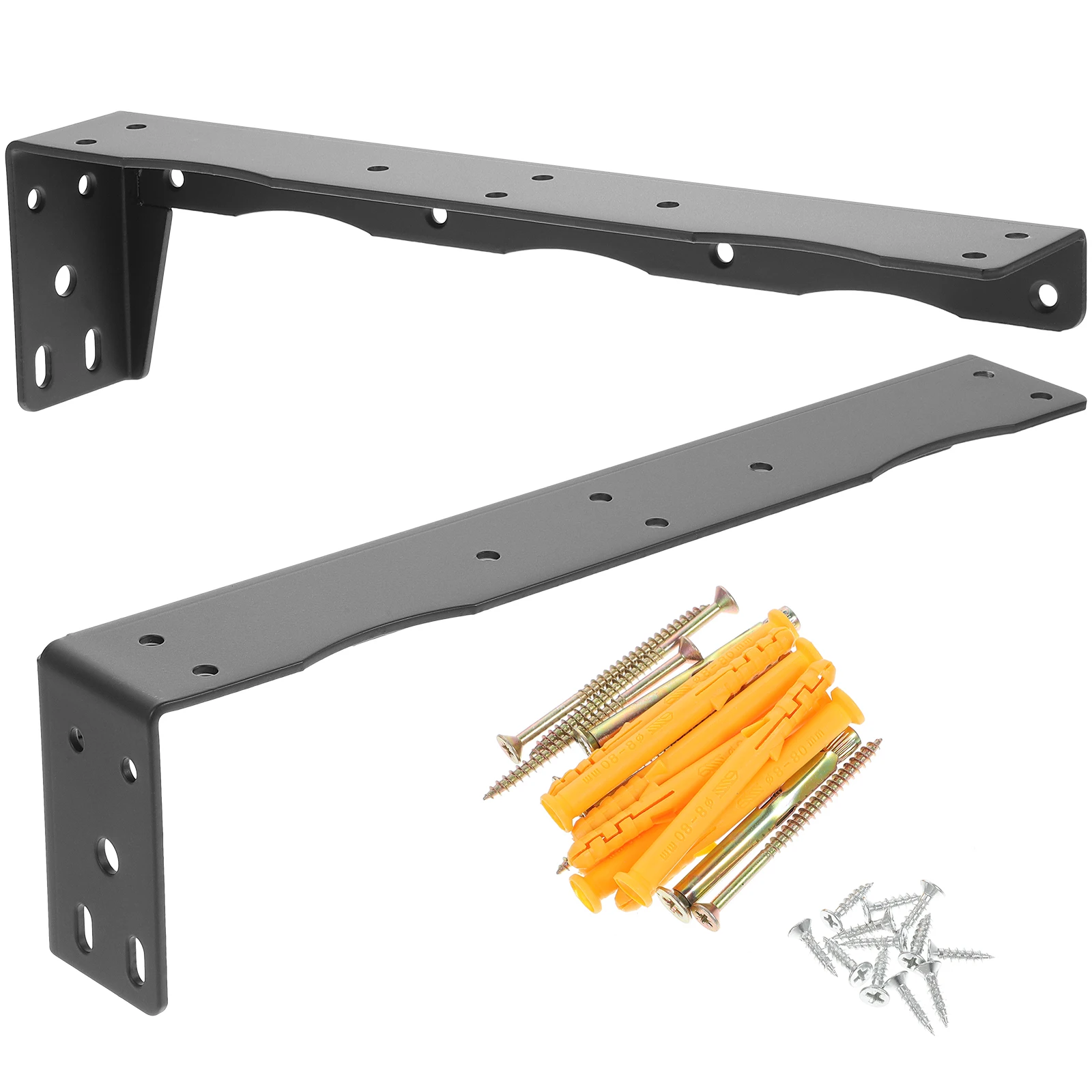 

2 Pcs L Brackets Heavy Duty Iron Decorative Shelf Brackets Triangular Supports Corner Angle Sturdy Metal Hardware