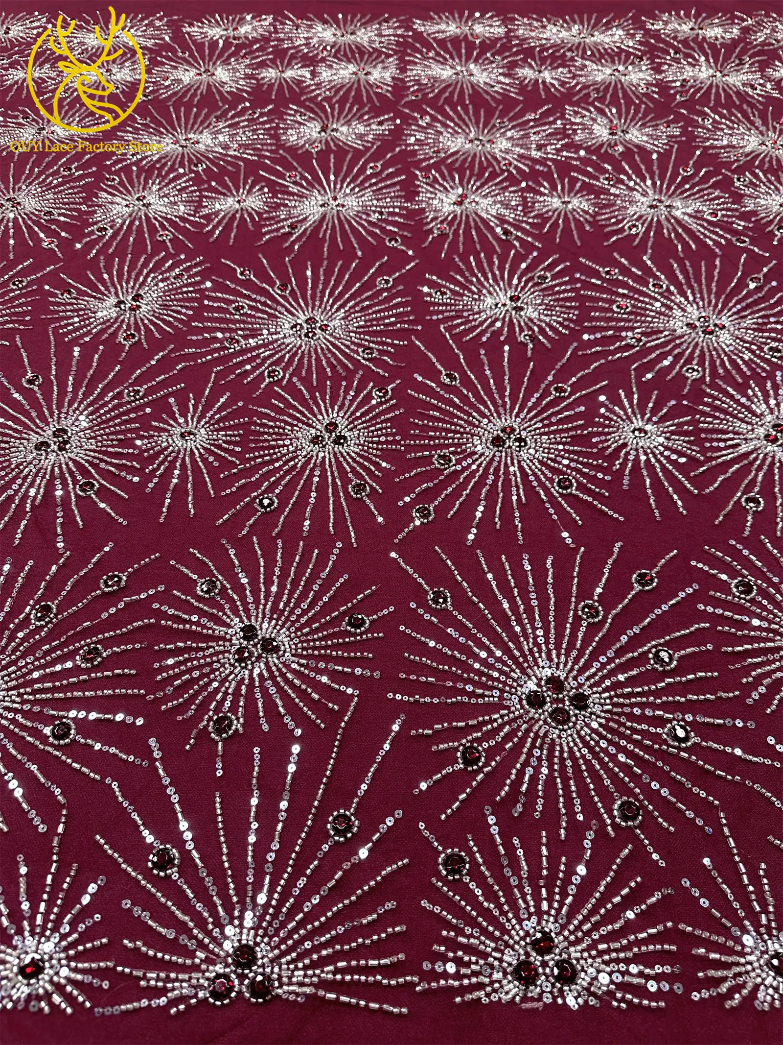 Neues Design Französische Edelstein-Spitzenstoffe 5 Meter Nigerianische Perlen-Pailletten-Spitze Afrikanischer Spitzenstoff für Hochzeitskleider – Detail 8