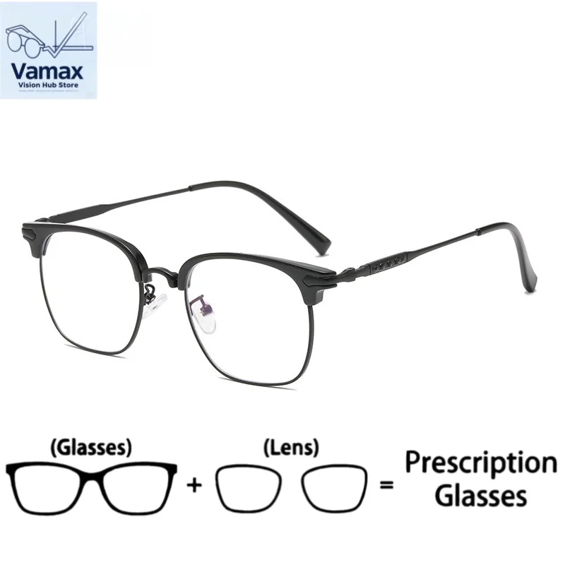 

VAMAX Men's Ultra-Light Half-Frame Anti-Blue Light Glasses | Elegant Premium Design | Prescription Ready