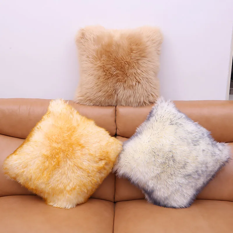 Ins Fur Wool Pillow for Sofa, High Grade Cushion, Home Decoration, Meditation Floor, Living Room, Original