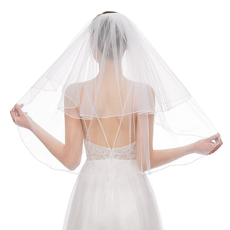 

Wedding Vail Two layers Bridal Veil With Comb Cut Edge White Ivory Tulle Voile Mariage Bride Accessories Veu de Noiva Boho Veil