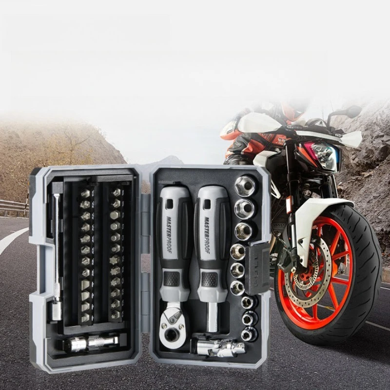 

38 Piece Ratchet Wrench Sleeve Set Motorcycle Road Car Portable Screwdriver Repair Hexagon Toolbox