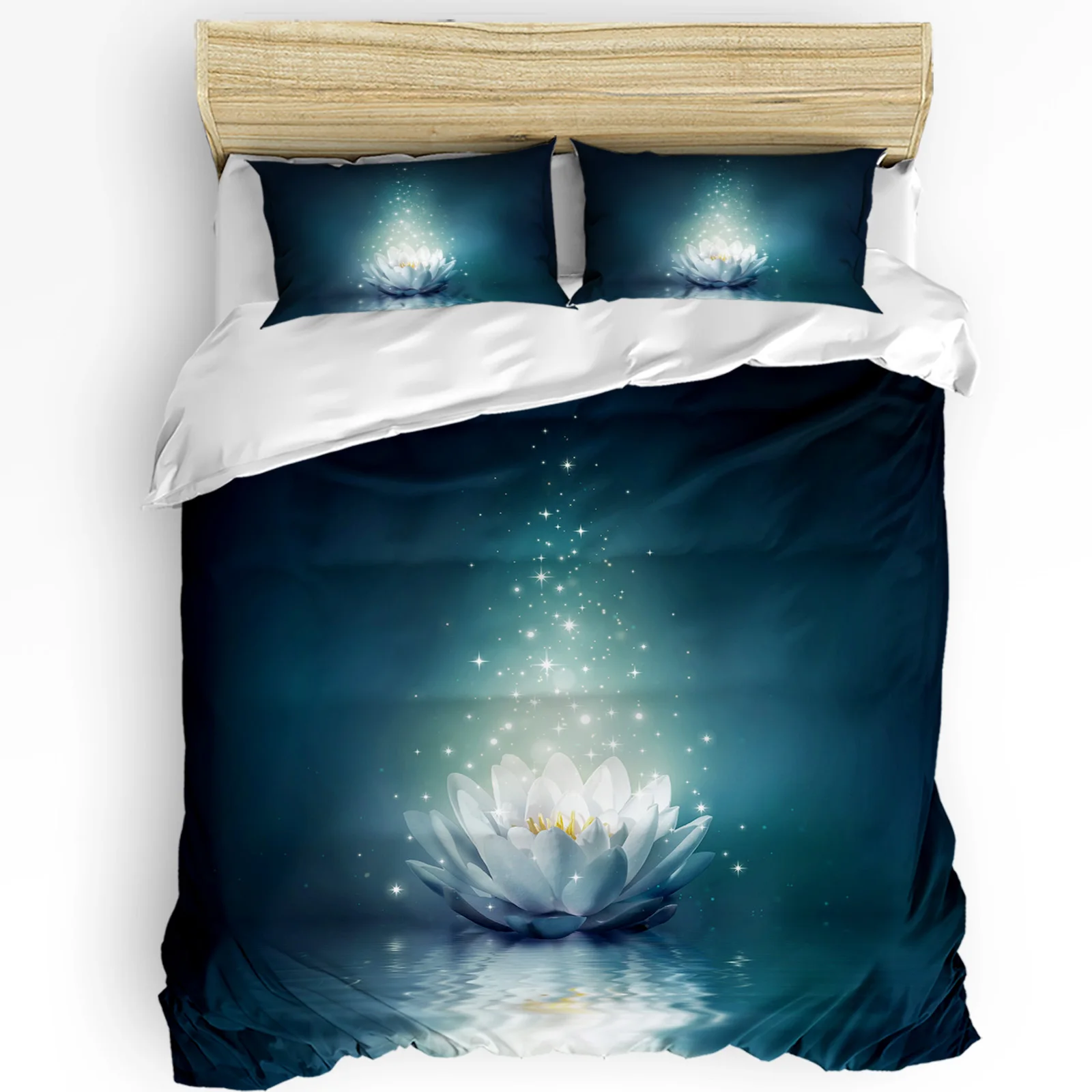 

Magic Lotus Flower Water Surface Duvet Cover with Pillow Case Custom 3pcs Bedding Set Quilt Cover Double Bed Home Textile