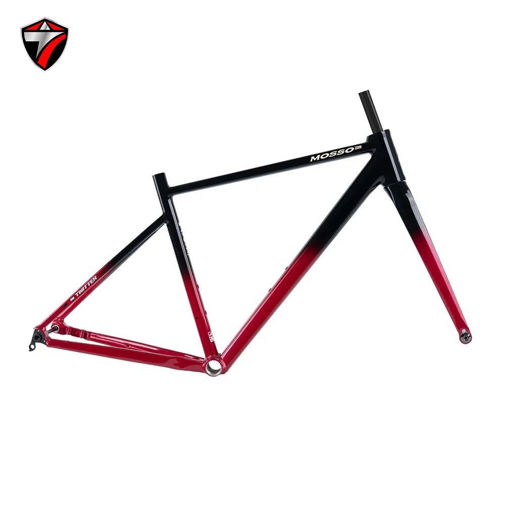

TWITTER C8pro 7005 Aluminum Alloy Road Bike Frame+Carbon Fiber Front Fork, Internal Cable Routing+Thru-Axle, Disc Brake,12*142mm