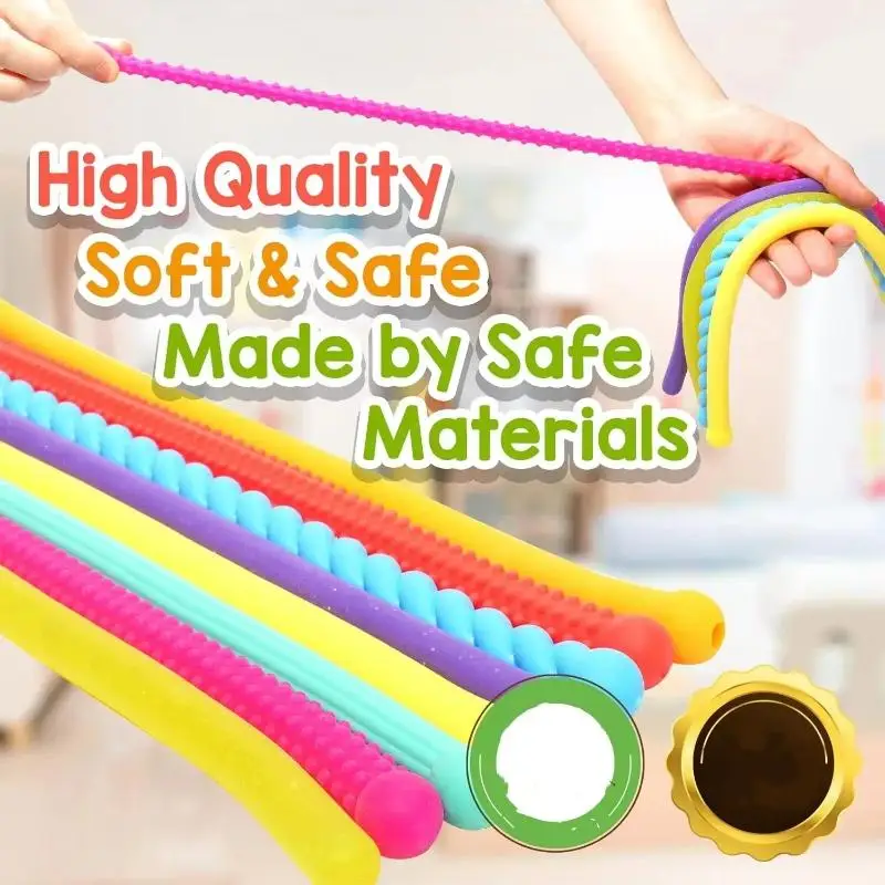 6pcs Sensory Autism Toys- Textured Stretchy Rope Fidget Toys For Stress Anxiety - Sensory Toys Special Needs For Autistic
