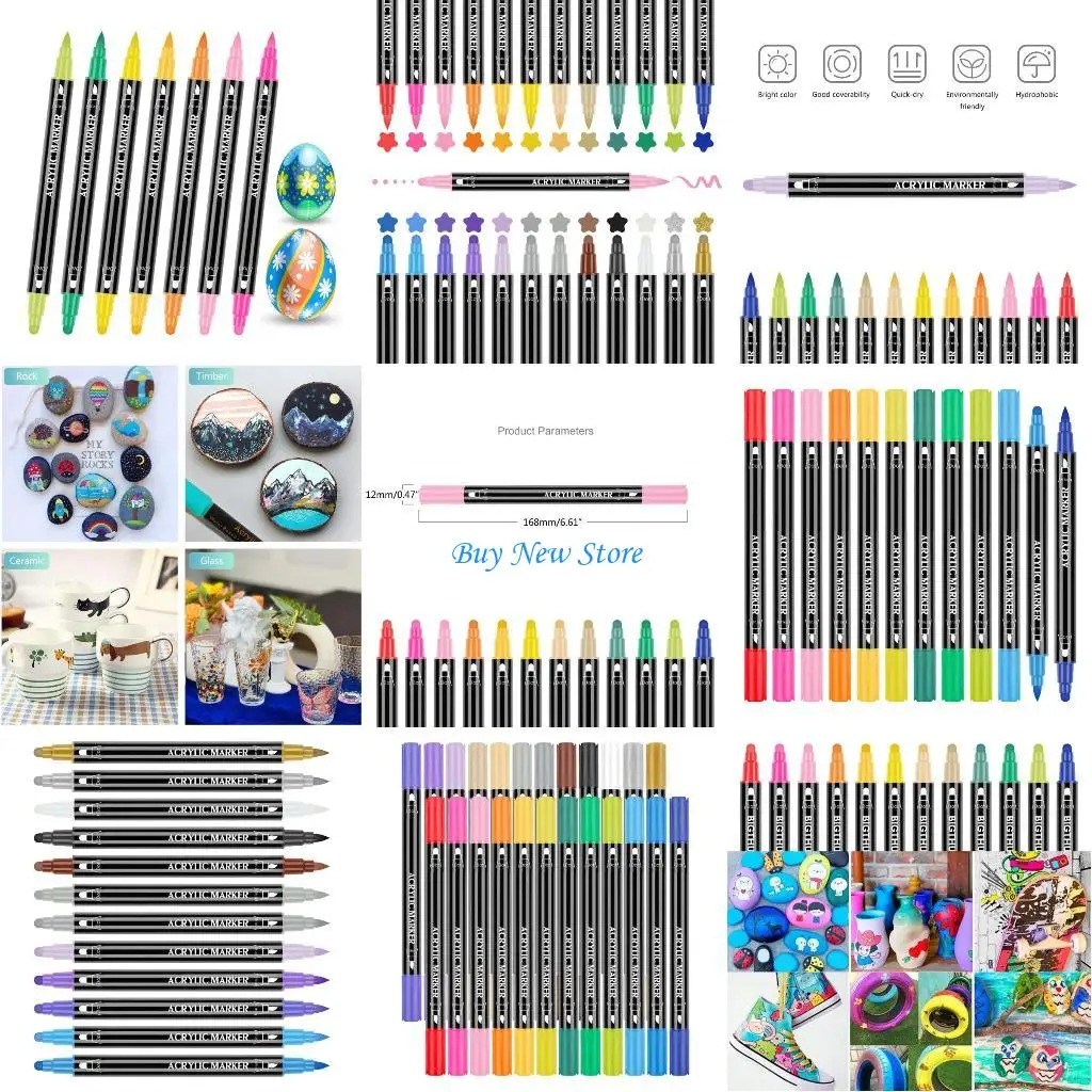 

20CE 24 Colors Paint Markers Pens Journal Planner Pen Double Sided Graffiti Markers