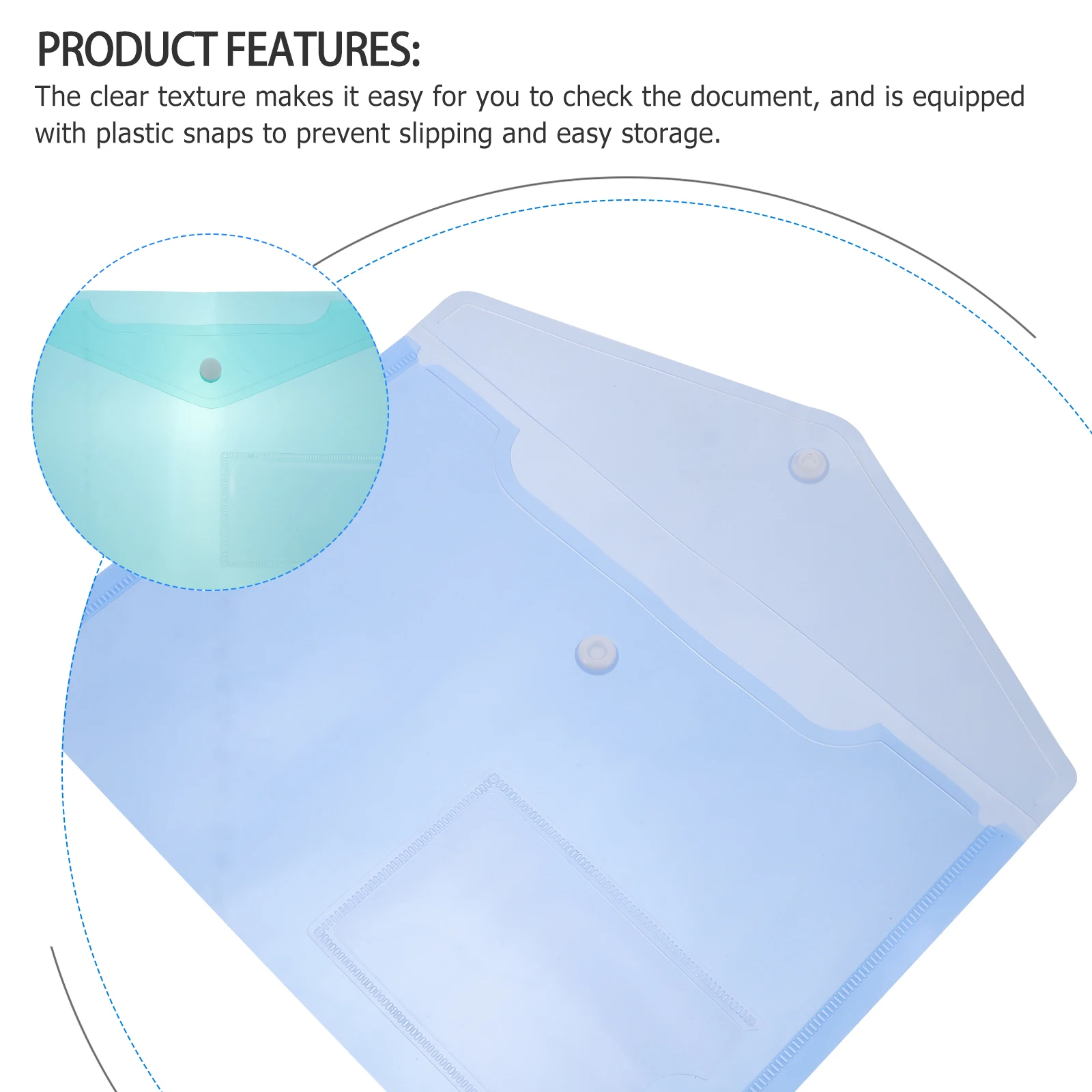 

30Pcs Transparent Document Folders PP Material File Storage Organizer with Pocket Snap Button File Bag