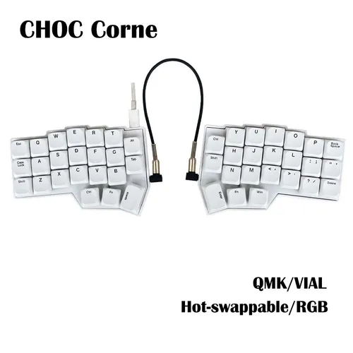 Imagen 2 del producto CHOC Corne Teclado mecánico dividido de perfil bajo con cable Hot-swap Kaih Chocalate V1/V2 interruptor con cable RGB VIAL programable