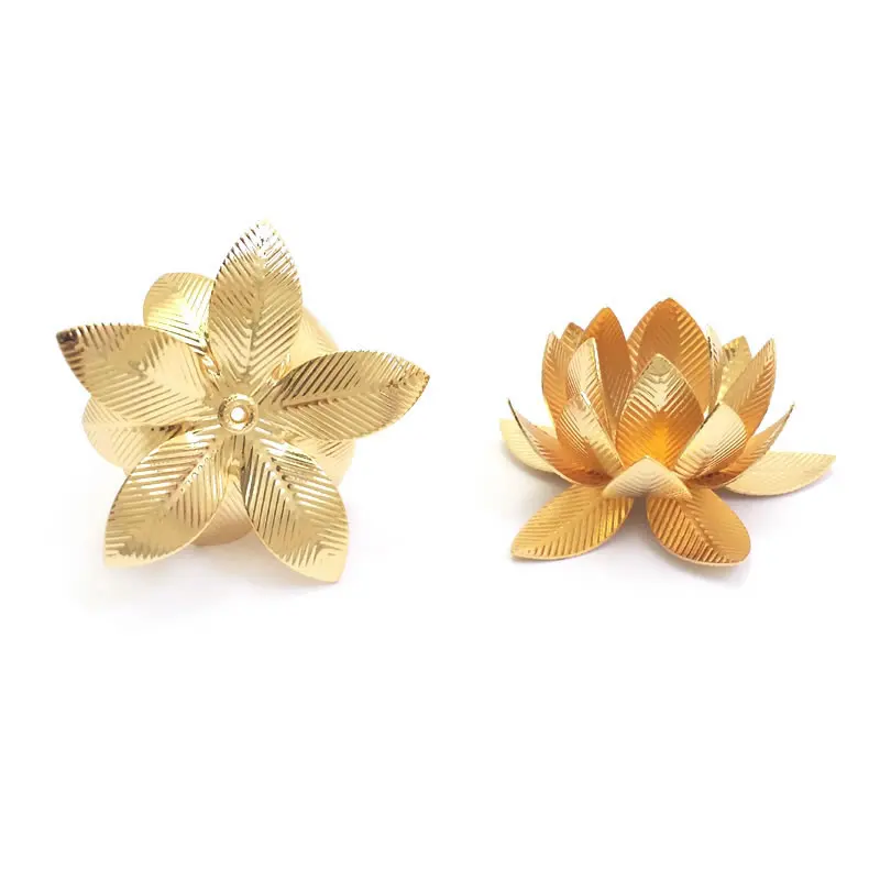 10PCS 27MM Height 14MM 18K Gold Color Brass 3D Multi-layer Lotus Flower Diy Jewelry Findings Accessories Wholesale