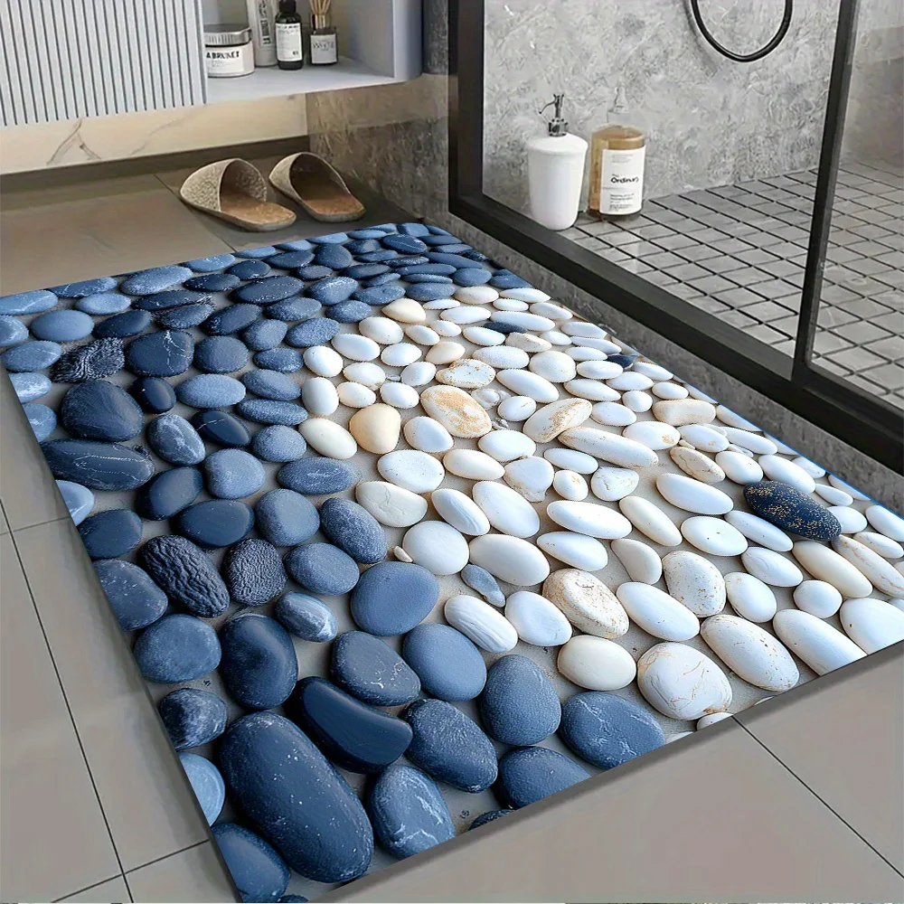 Black White Pebble Puzzle Rug – Soft Cozy Area Carpet for Bedroom Living Room, Unique Holiday Home Decor Gift
