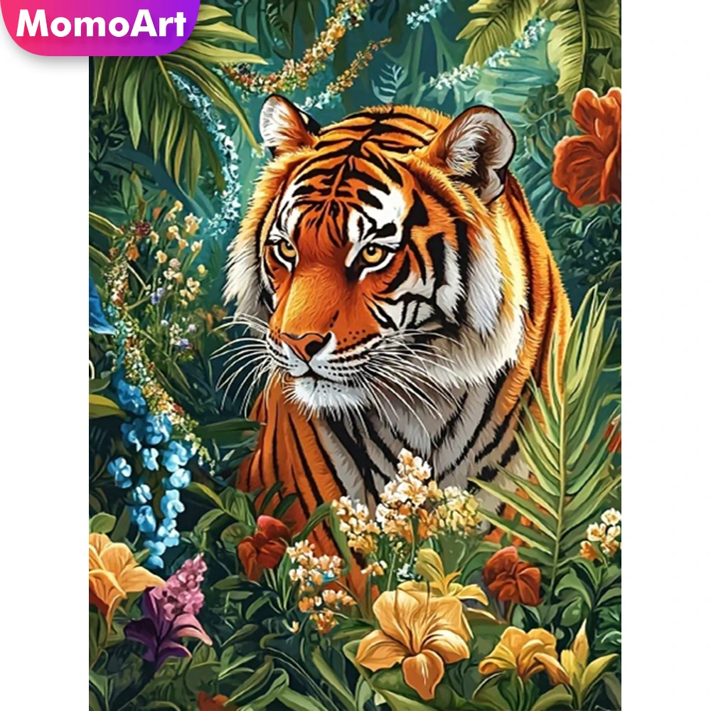 Momoart Diamant Stickerei Tiger Tier DIY Malerei Voll Platz Runde Diamant Mosaik Blume Kreuz Stich Handgemachte Hobby