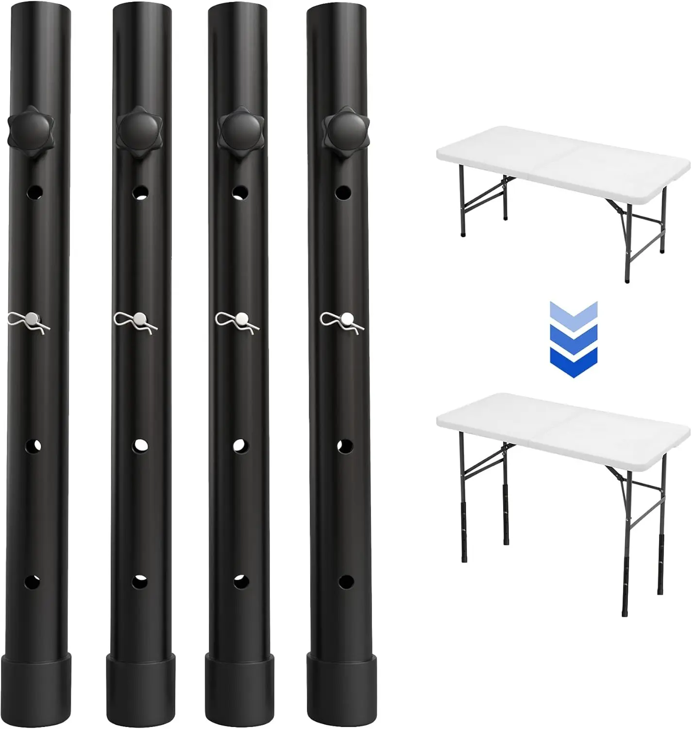 

Metal Table Leg Extenders for Folding Tables, Adjustable Height Risers 3.6-13 in, 4 Pack