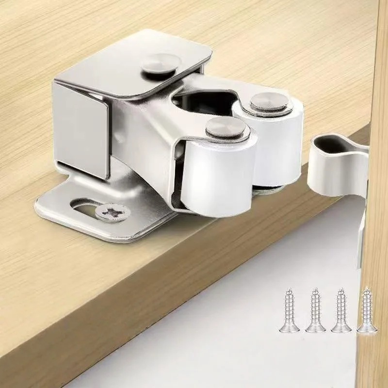 

2/4 pcs Furniture Door stoppers antique Cupboard Cabinet Door roller Latch Twin Double Catches with striker and with Screws