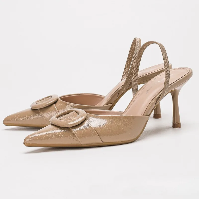 

Fashion Pointed Toe Thin High Heels Women Belt Buckle Slingback Party Dress Shoes Office Sexy Pointed Toe Mules Women Pumps