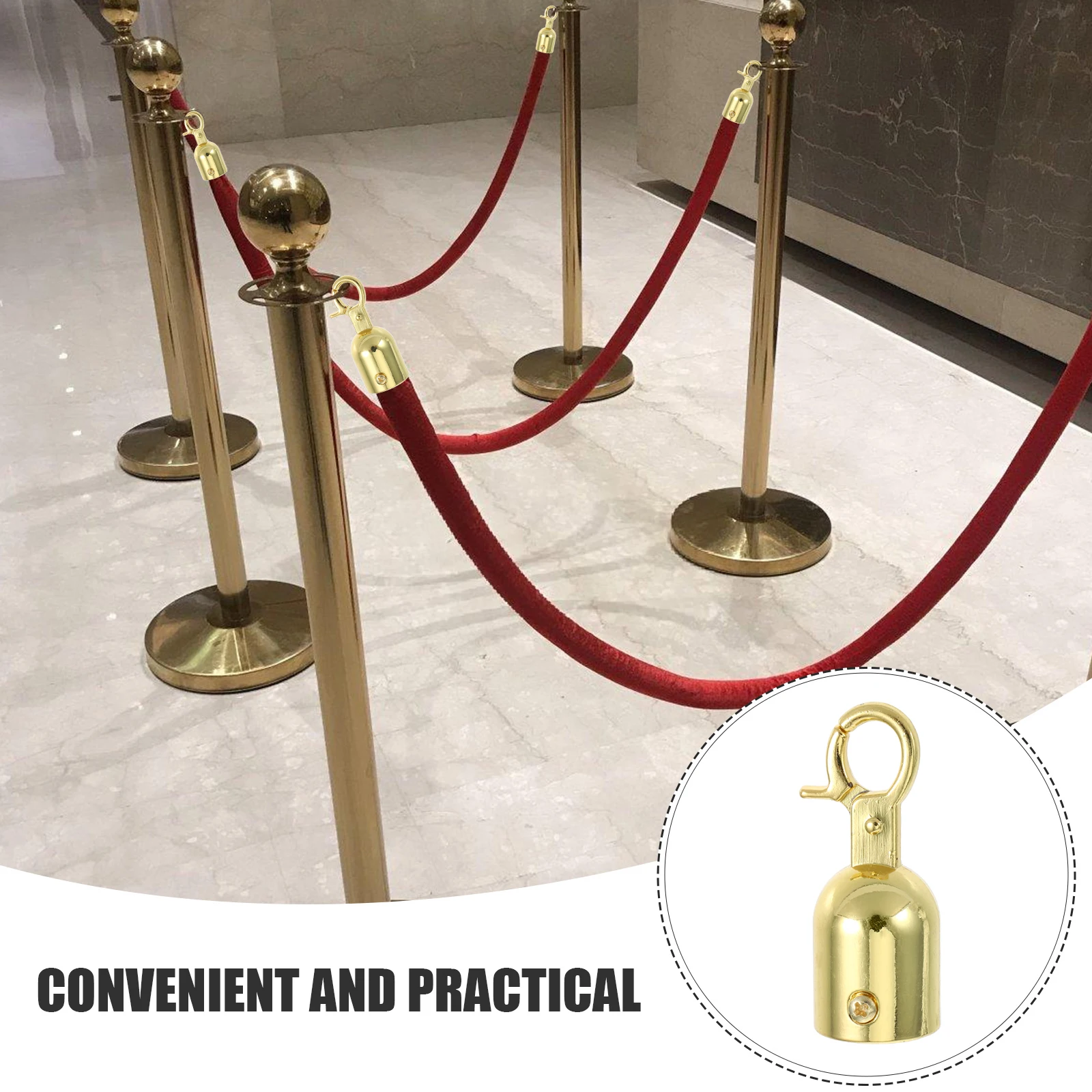 Stanchion Rope Hook Accessories Zinc Alloy Custom Lanyards Concierge Column Retractable Belt Safety Barrier Hooks Crowd Control