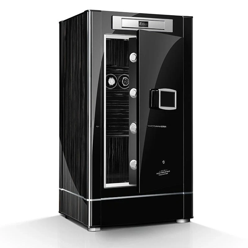 Automatic Winding Watch Safe Storage Cabinet with Fingerprint Lock Jewelry Safety Deposit Box Metal Rectangle