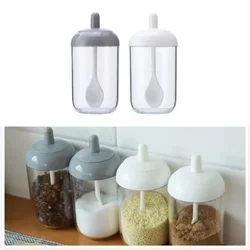Round Spice Jar with Lid Spoon Seasoning Bottle Condiment Box Seal Box Kitchen Organizer  посуда для кухни
