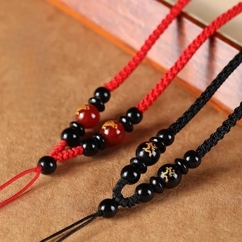 

Шнурок на шею, мужской красный шнурок с агатом и двенадцатью знаками зодиака, плетеный шнурок для ожерелья, нефритовый кулон, нефритовый кулон.