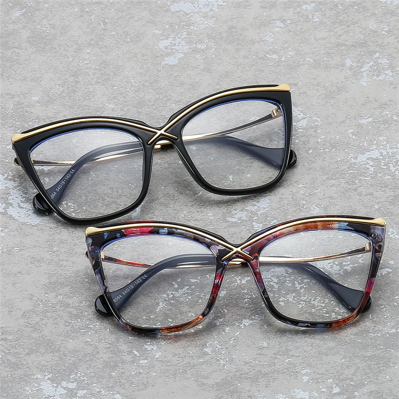 Vintage Oversized Flower Cat Eye Corrective Myopia Glasses Women Blue Light Blocking Prescription Spectacles 0 -0.5 -0.75 To -6